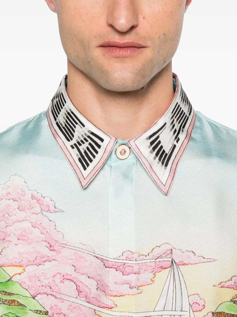 Casablanca Zijden overhemd met print Blauw