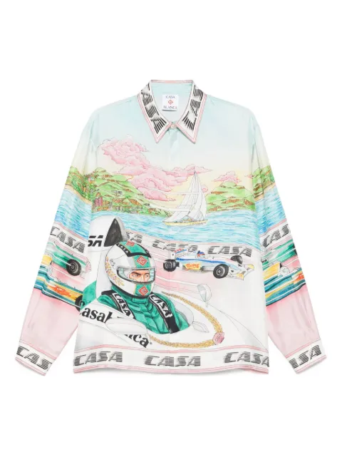 Casablanca camisa de seda con estampado de carrera