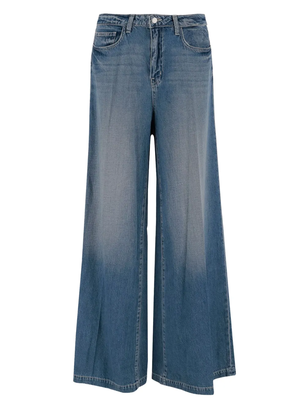L'Agence logo-patch wide-leg jeans - Blu