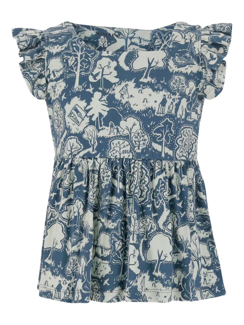 Misha & Puff Jurk met print Blauw