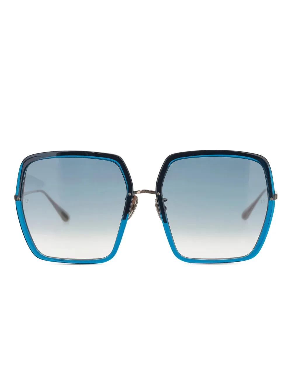 Linda Farrow Zonnebril met vierkant montuur Blauw