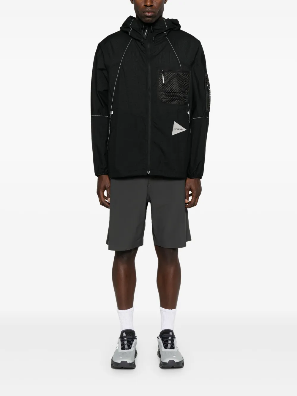 and Wander mesh-pocket hooded jacket Zwart
