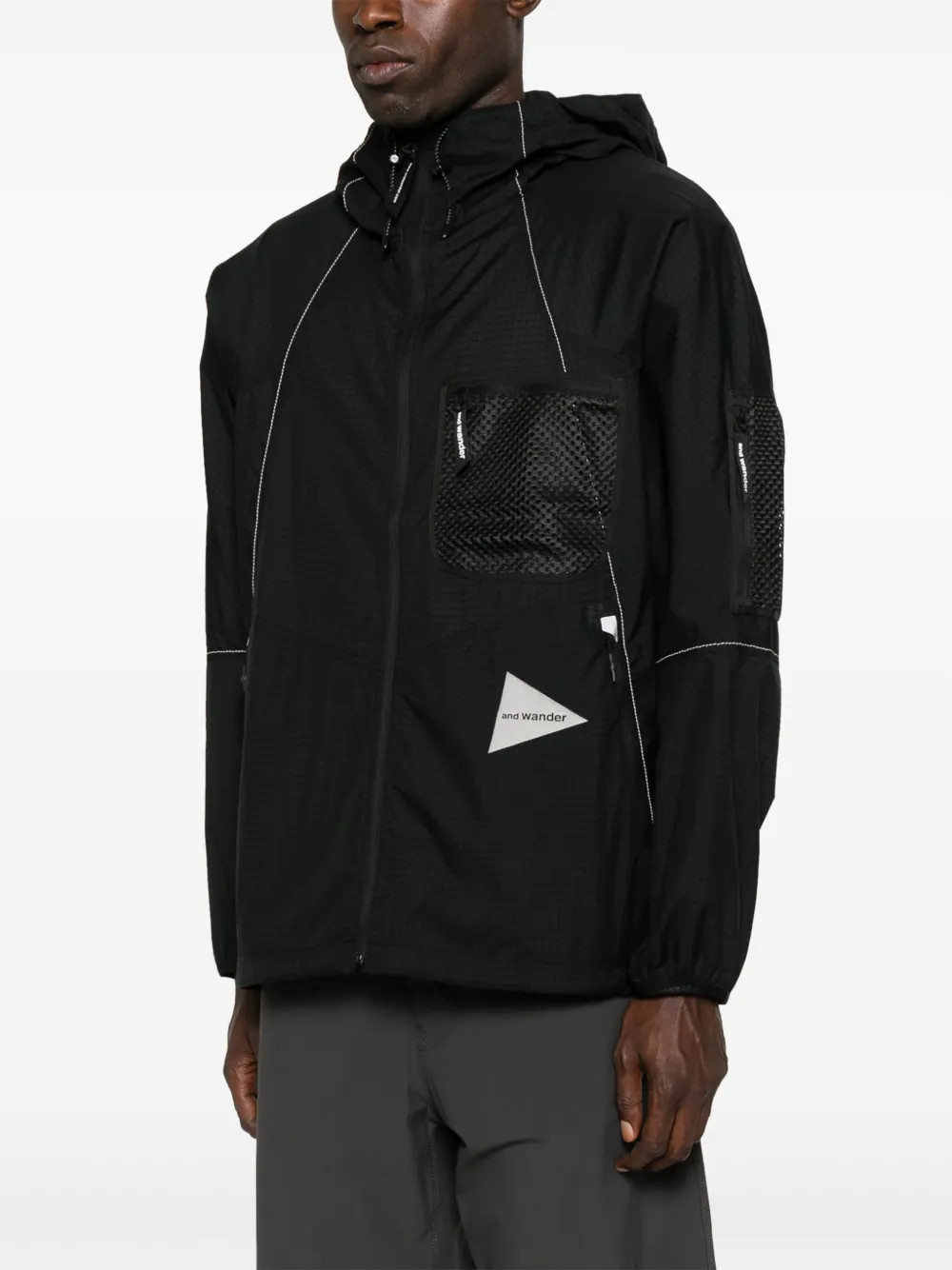 and Wander mesh-pocket hooded jacket Zwart