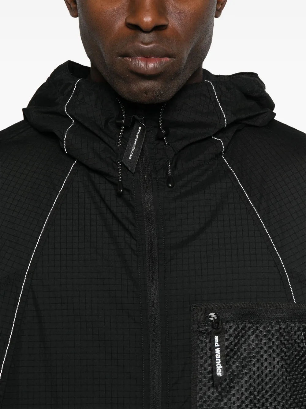 and Wander mesh-pocket hooded jacket Zwart