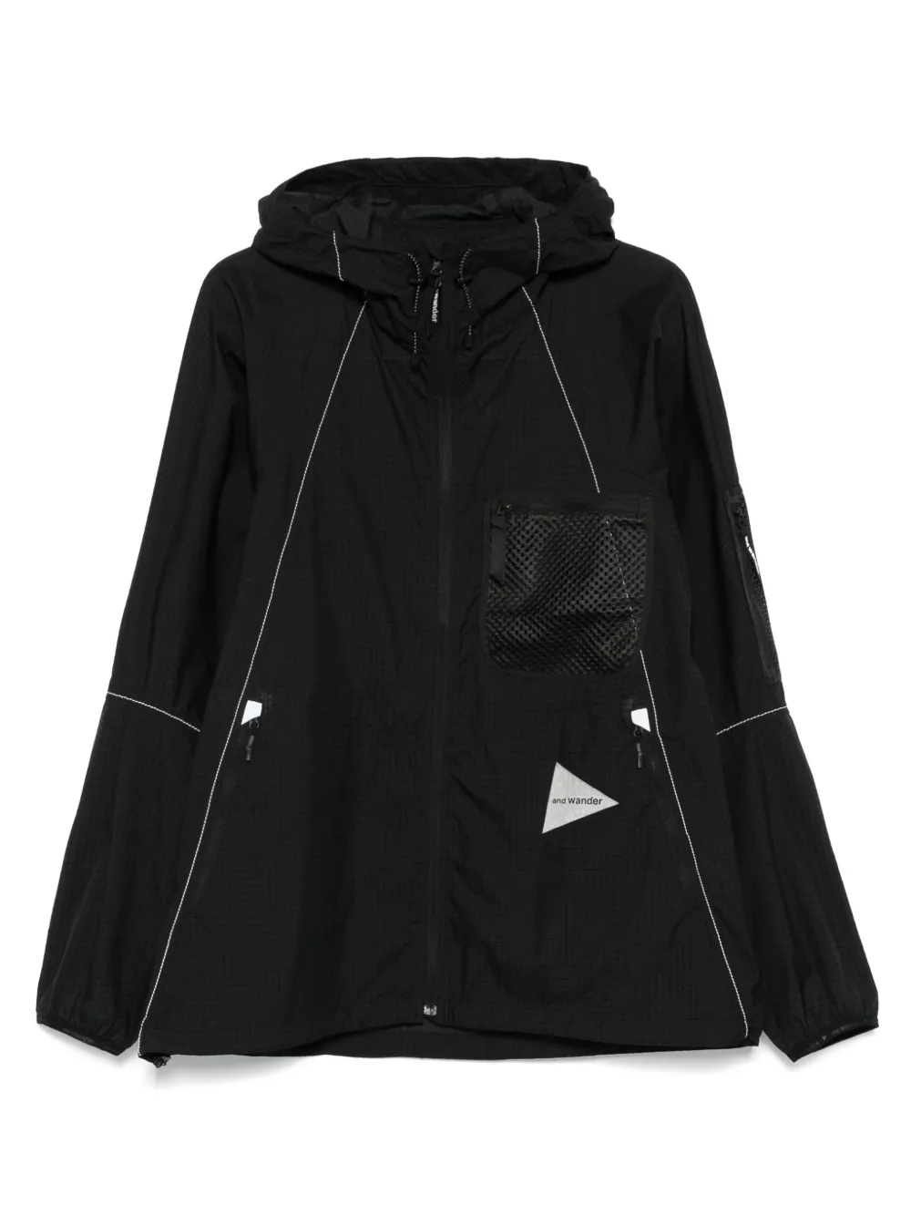 And Wander mesh-pocket hooded jacket Zwart