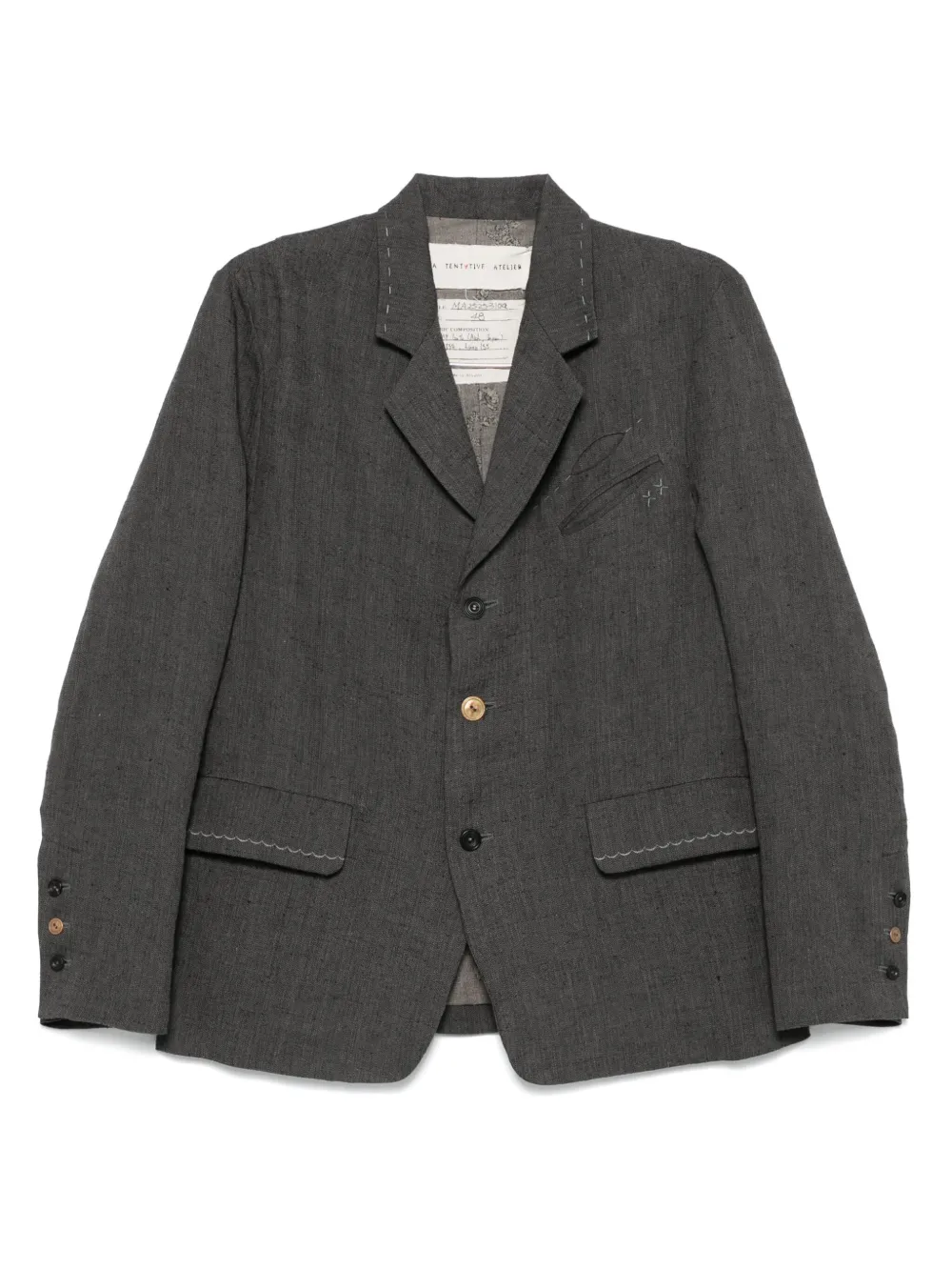 A Tentative Atelier decorative-stitching blazer | Grey | Image 1