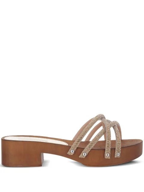 MARKET wood-leather mules