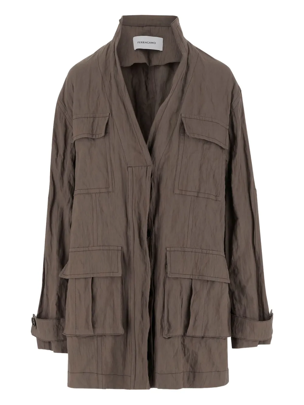 Shop Ferragamo Pocket-detail Belted Jacket