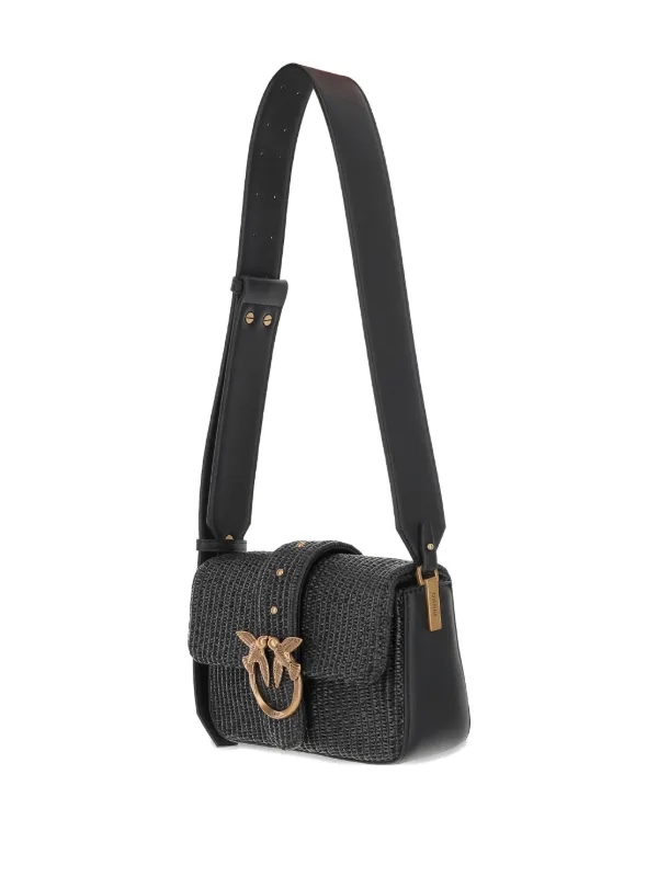 PINKO Love One Foldover Shoulder Bag | Black | FARFETCH