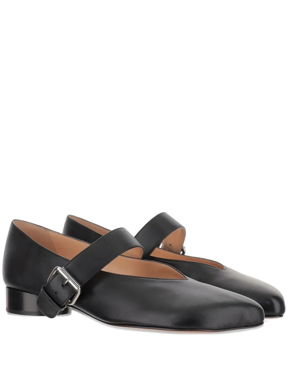 Niccolò Pasqualetti Obliqua Strap Ballerinas In Black