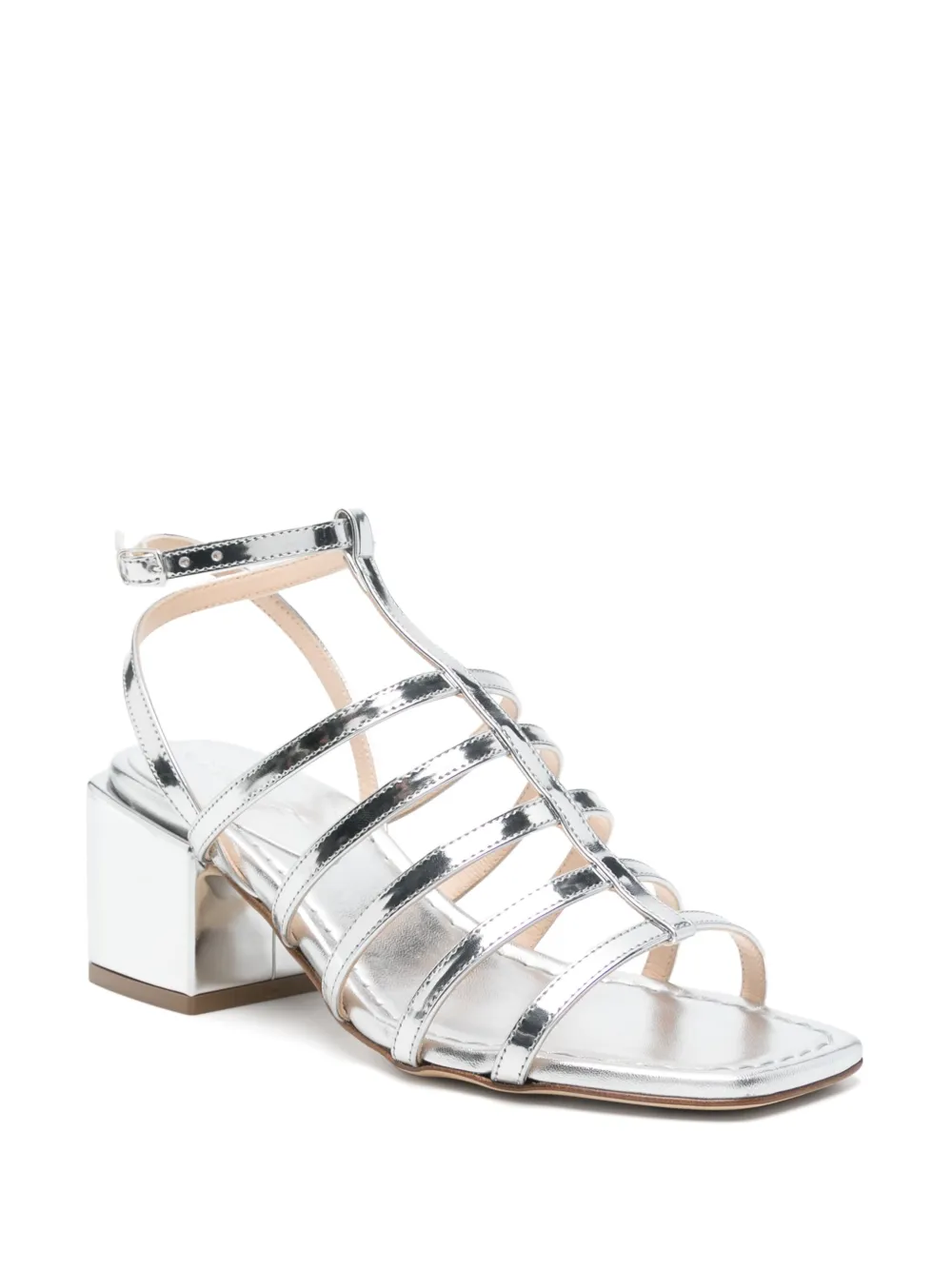 Anna F. 60mm leather heeled sandals Silver