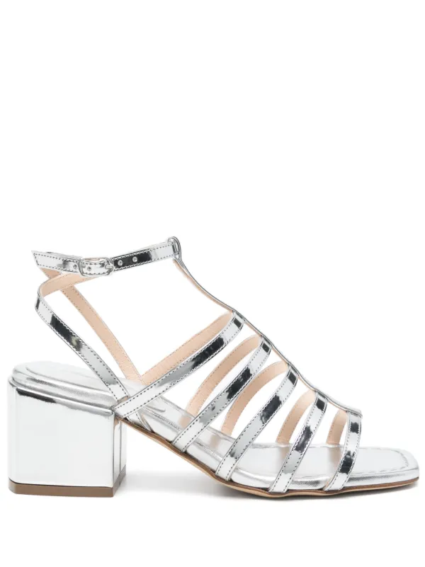 Anna 60mm Leather Heeled Sandals Silver FARFETCH PH