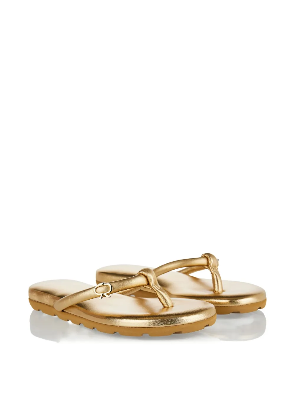 Gianvito Rossi knotted logo-detail leather sandals Gold