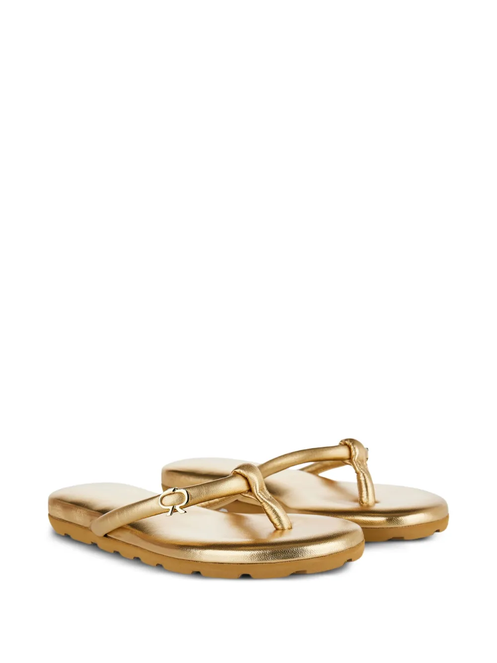 Gianvito Rossi Leren sandalen met geknoopt detail Goud
