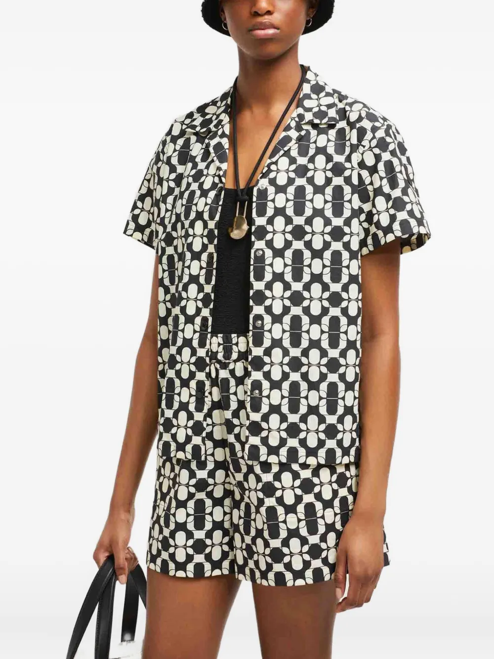 Moncler geometric-print cotton shirt - Blauw
