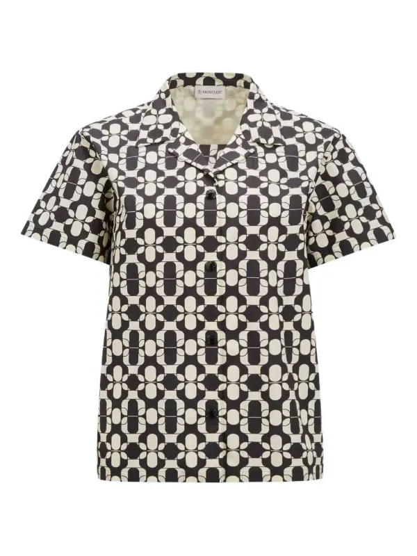 Moncler Geometric-print Cotton Shirt in Black