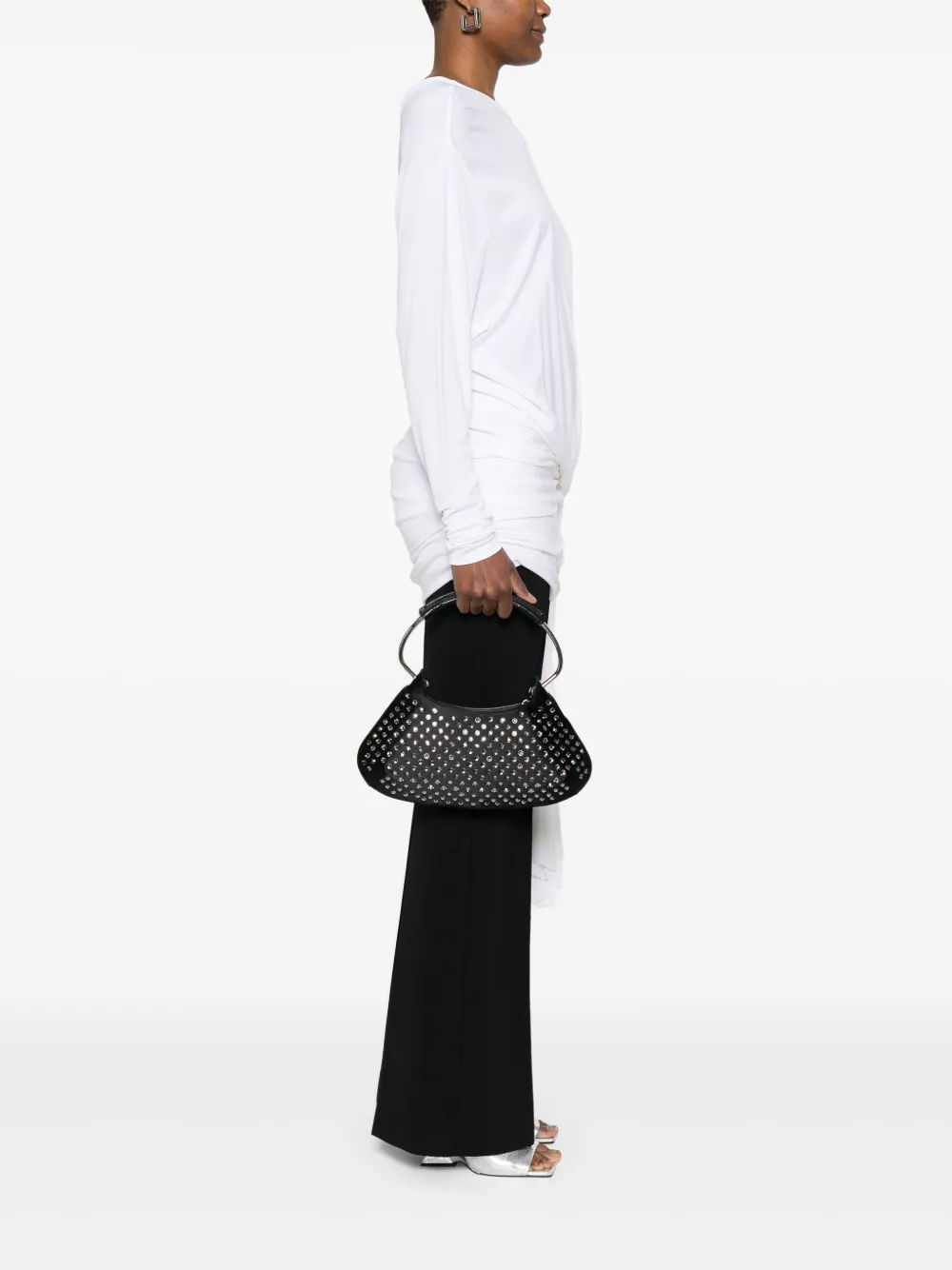 Sportmax small rhinestone-embellished Caju tote bag - Zwart