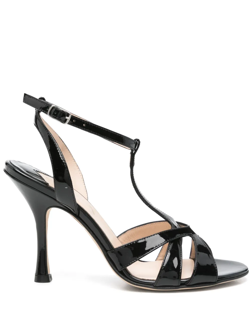 Anna F. 100mm patent-leather sandals Black