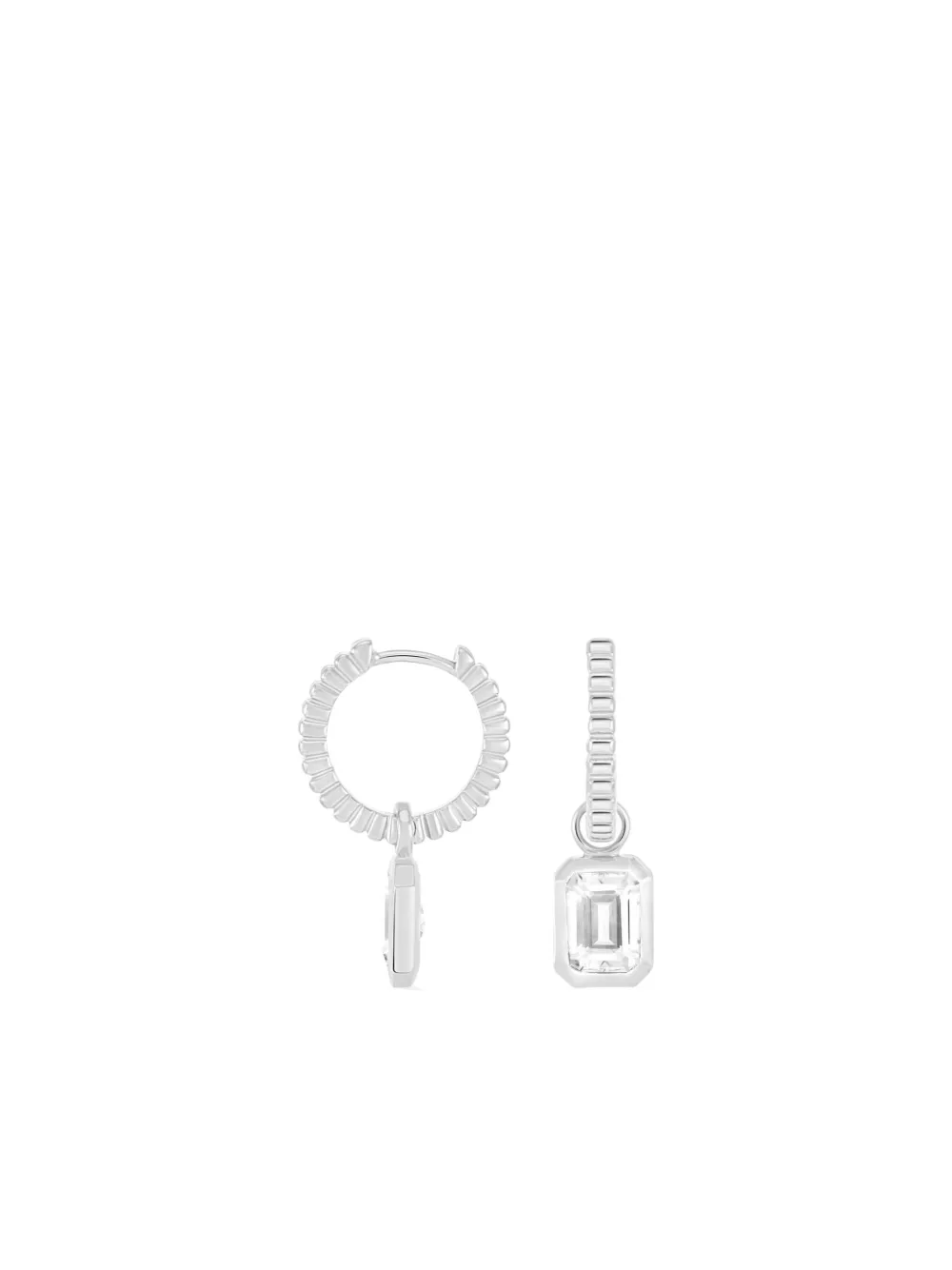 DOWER AND HALL single rectangular-cut charm earring | Silver | Image 1