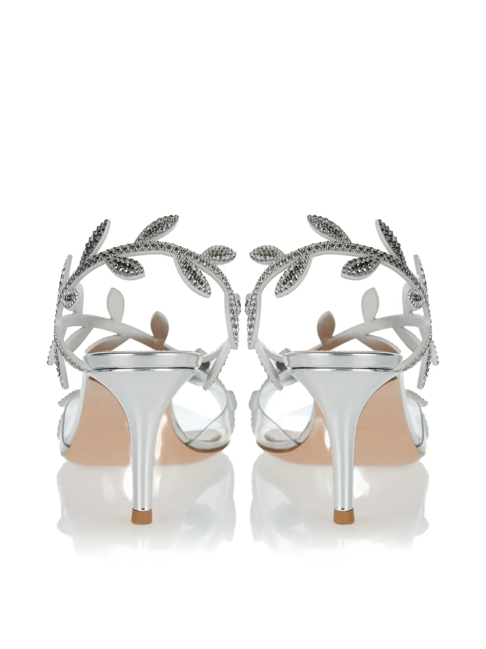 Gianvito Rossi Flavia 70 Crystal-embellished Metallic Leather And Pvc Slingback Sandals In Silver
