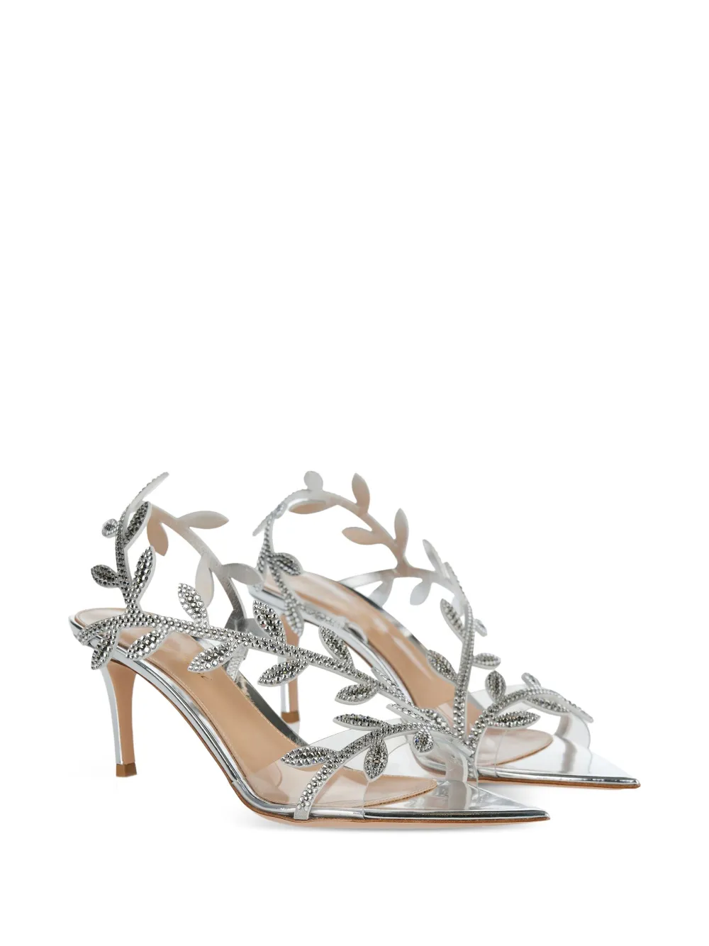 Gianvito Rossi 70mm crystal-leaf pumps Silver