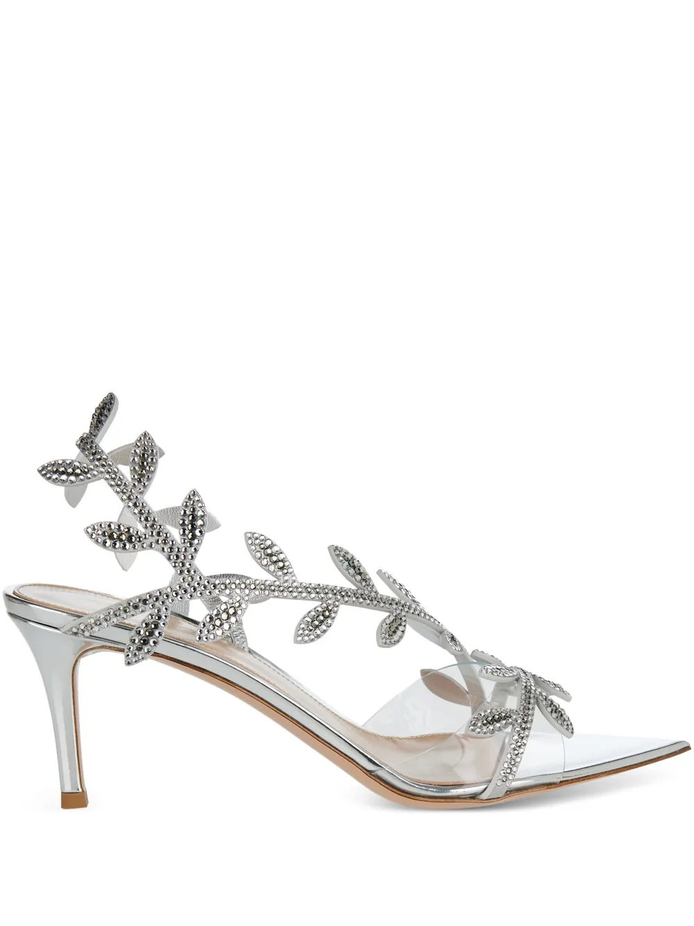 Gianvito Rossi 70mm crystal-leaf pumps Silver