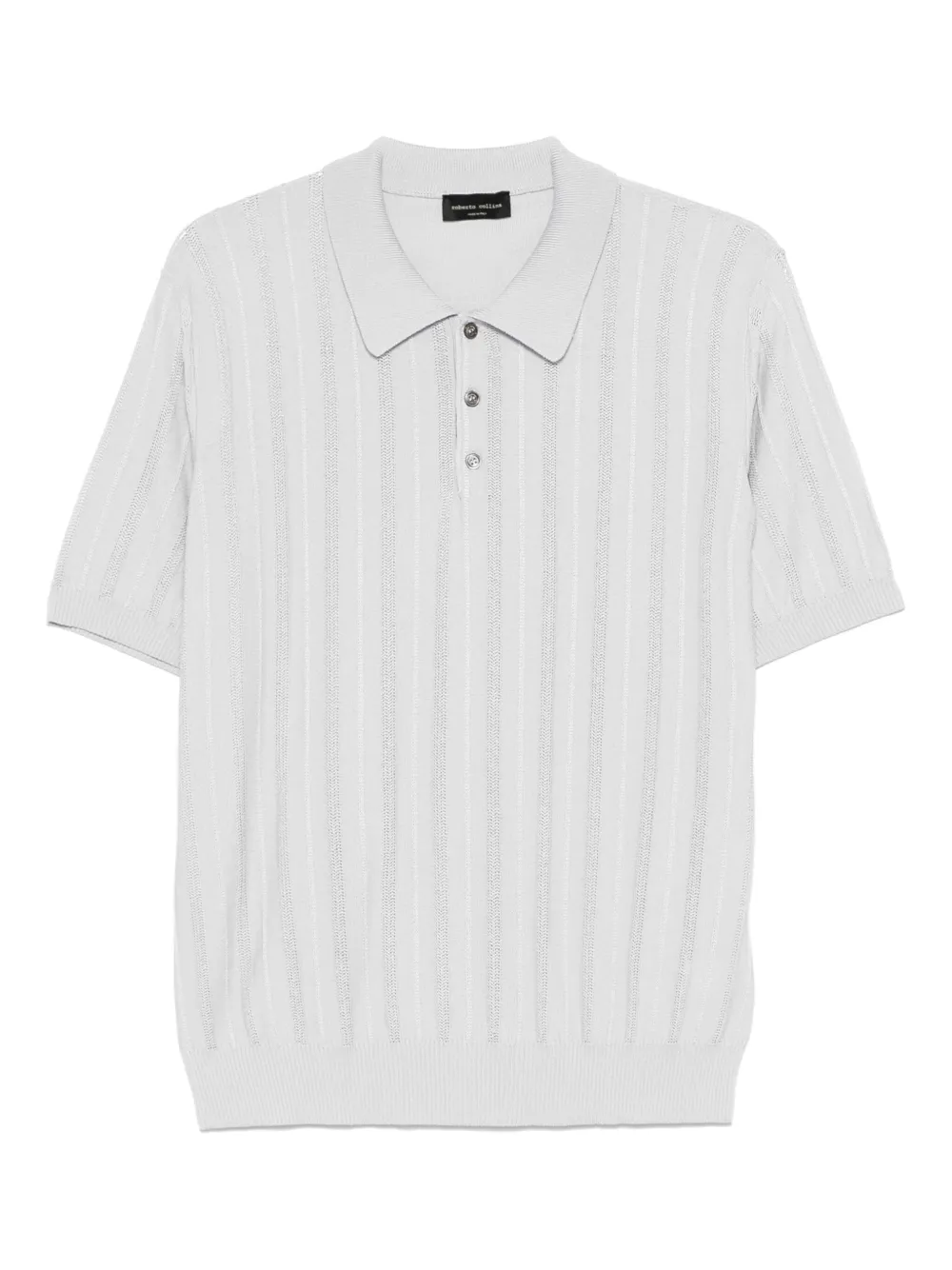 openwork-knit polo shirt