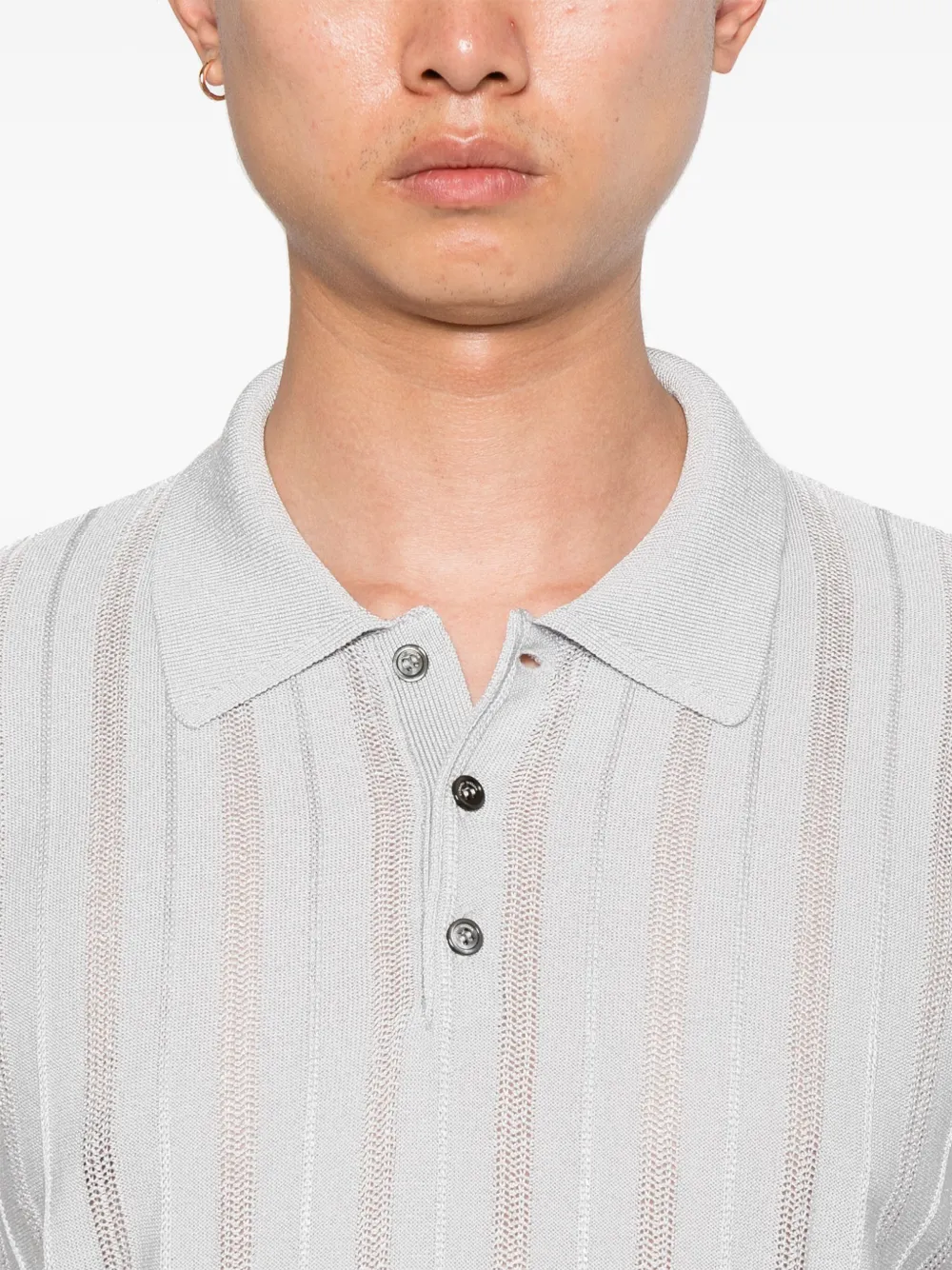 Roberto Collina Opengebreid poloshirt Grijs