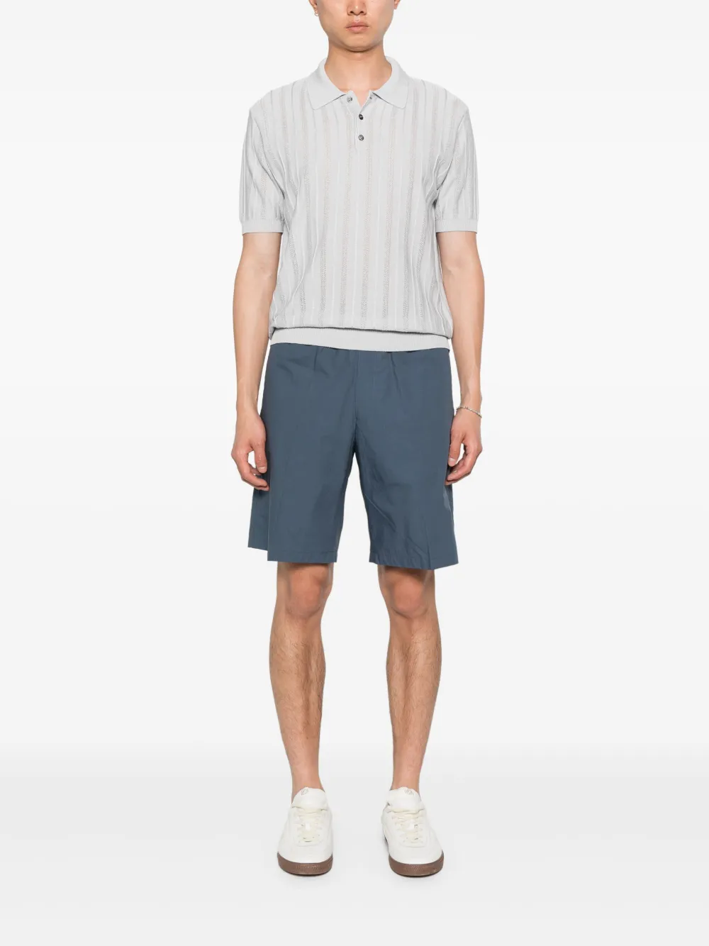 Roberto Collina openwork-knit polo shirt - Grijs