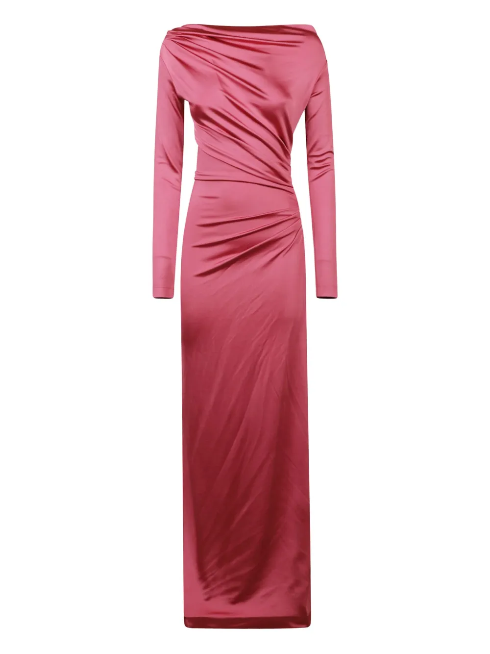 Victoria Beckham draped long-sleeve maxi dress Roze