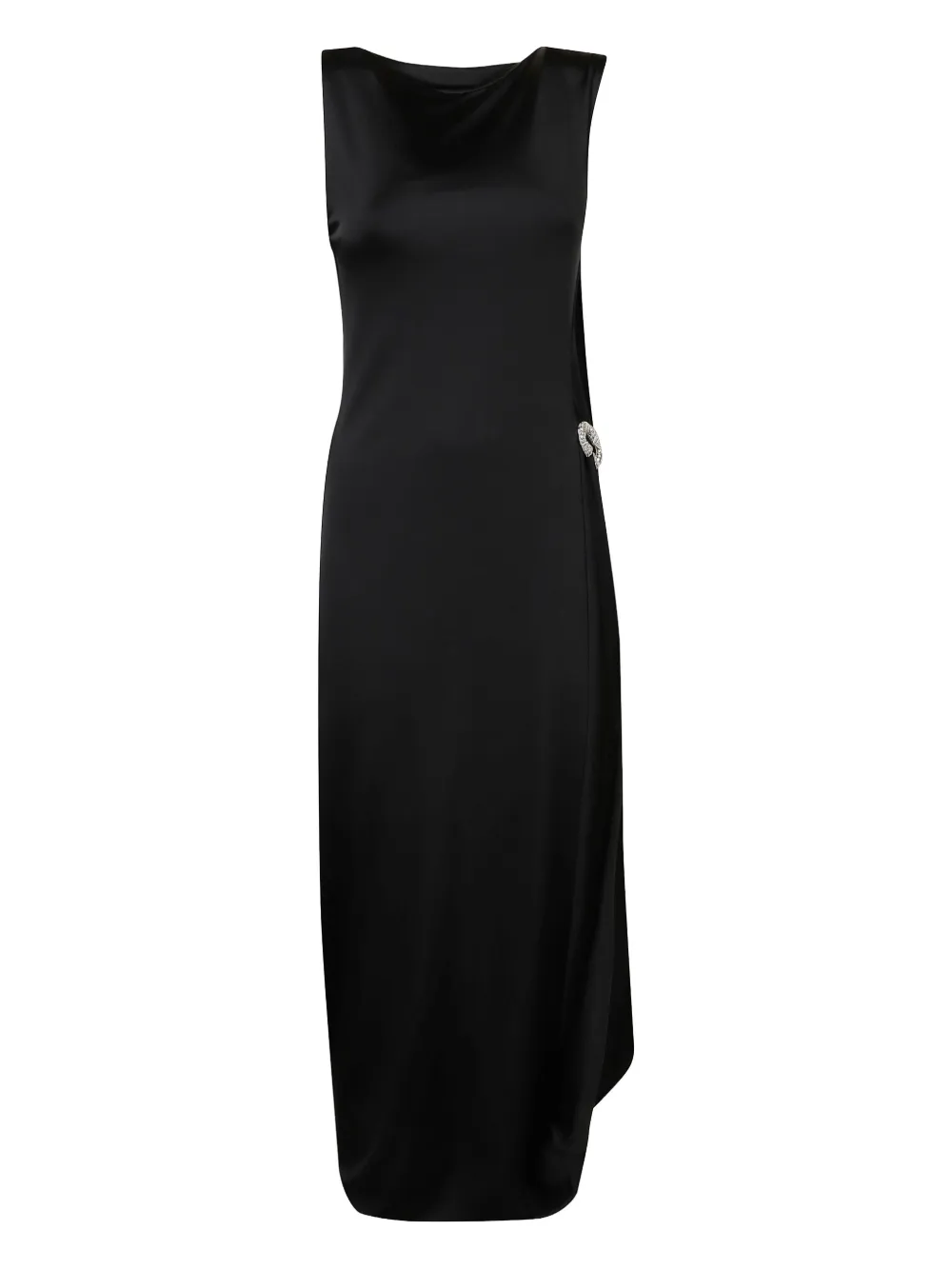 Victoria Beckham crystal-embellished draped midi dress Zwart
