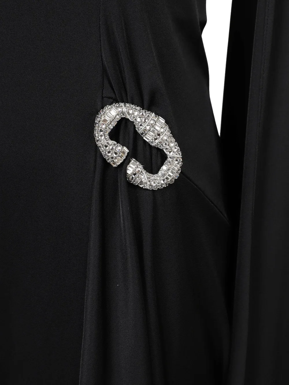Victoria Beckham crystal-embellished draped midi dress Zwart