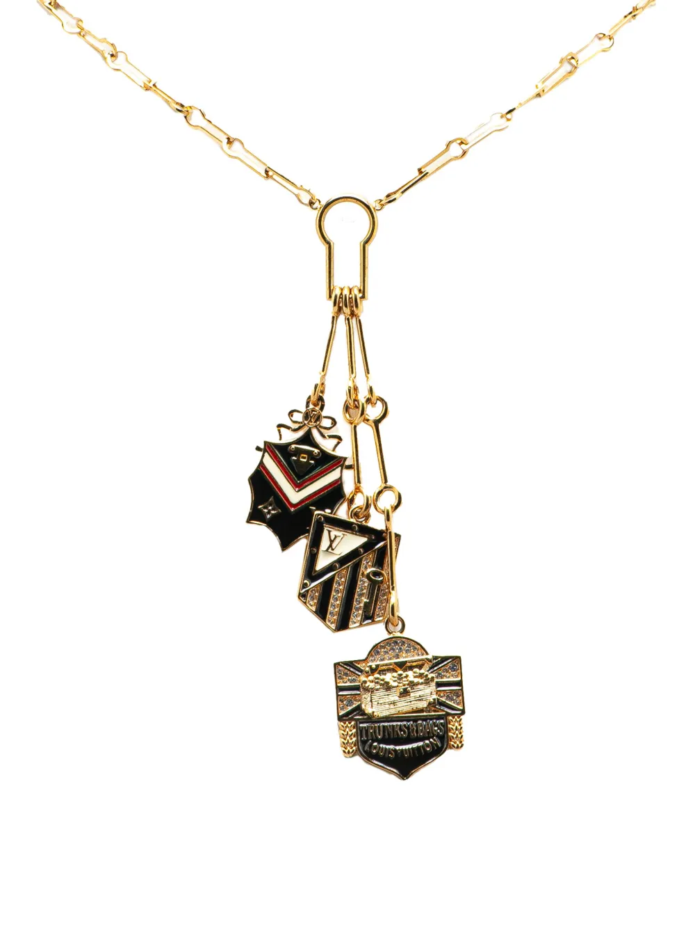 Louis Vuitton Pre-Owned 2019 Gold Plated Enamel and Crystal Charm Louis Vuitton Pre-Owned 2019 Gold Plated Enamel and Crystal Charm
