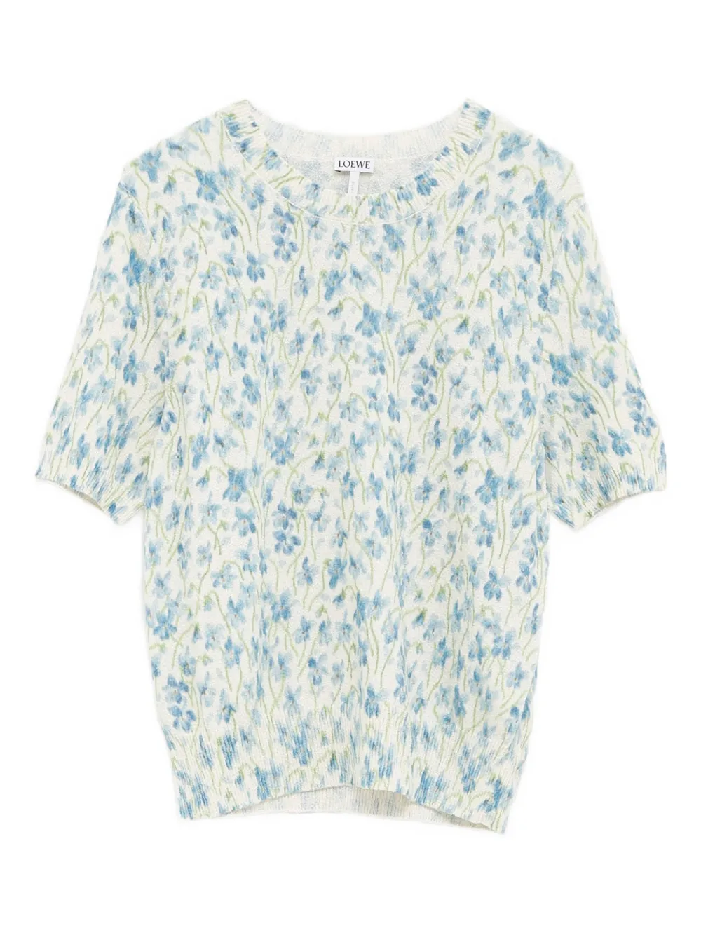 LOEWE Gebreid T-shirt met bloemenprint Wit