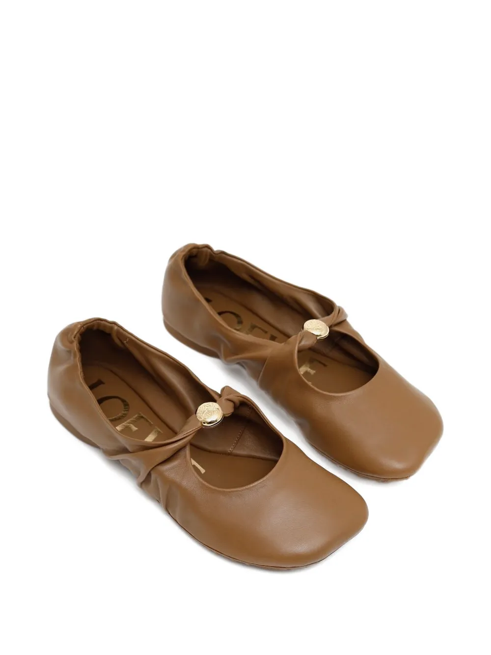 LOEWE knotted leather flats Brown