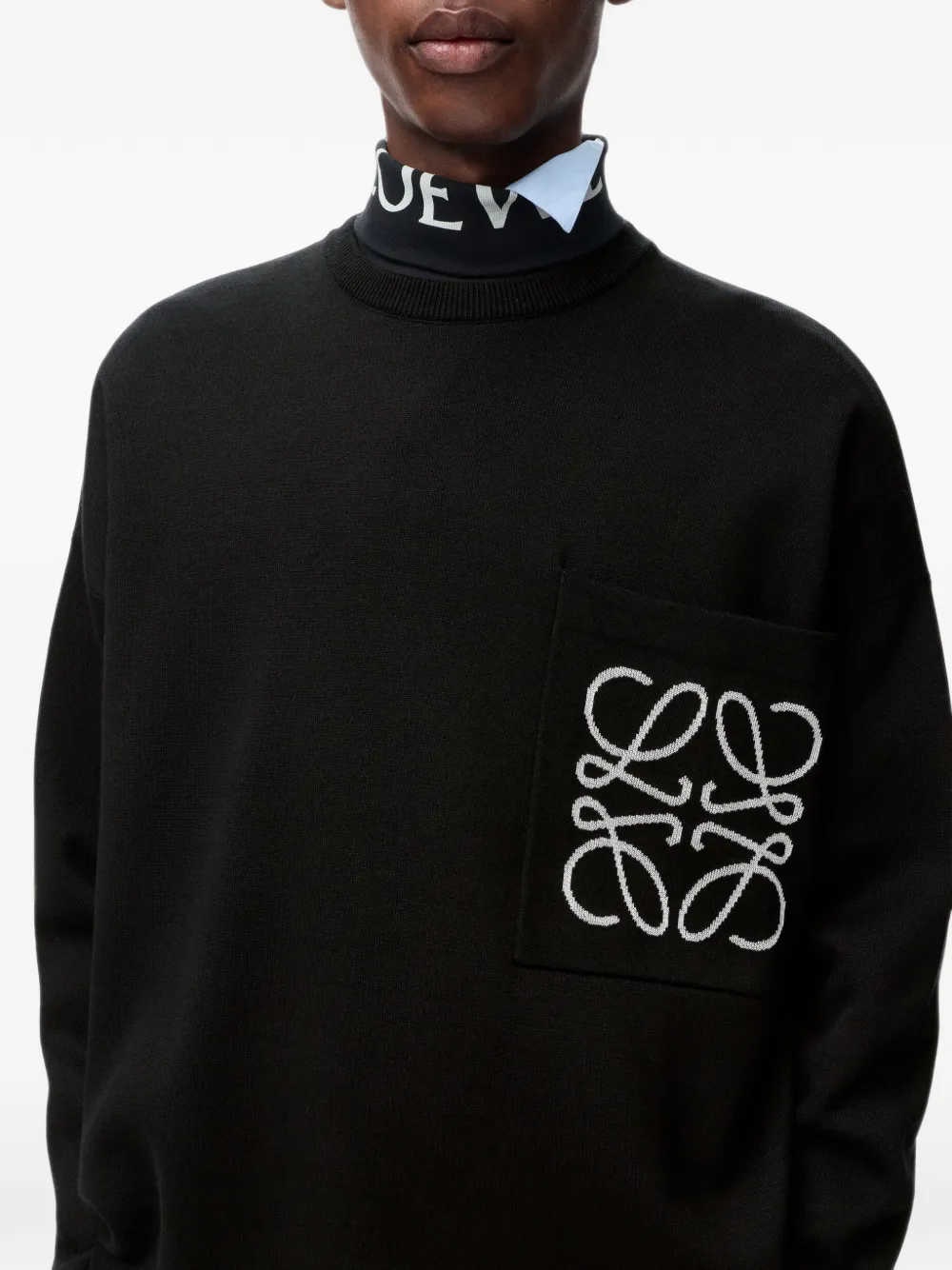 LOEWE Anagram Pocket Sweater In Cotton Blend | Black | FARFETCH