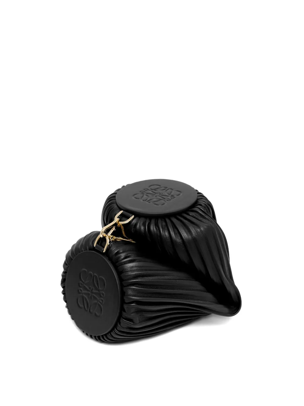 LOEWE Geplooide cilindrische schoudertas met polsband Zwart