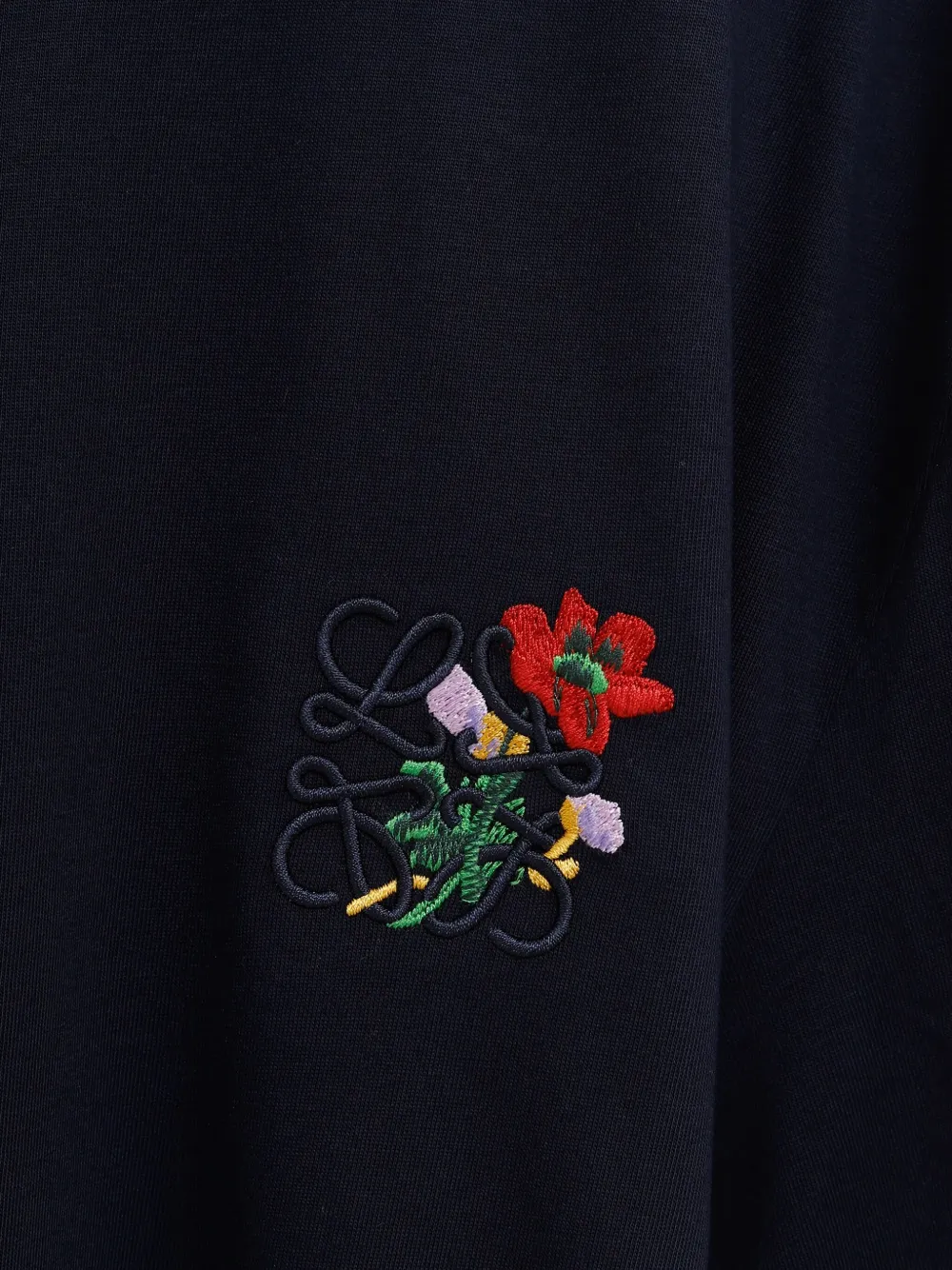 LOEWE T-shirt met geborduurde bloemen Blauw