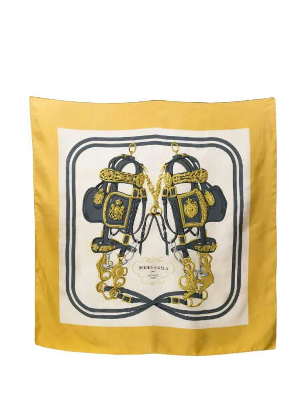 Hermès Pre-owned X Hugo Grygkar 1950s Brides De Gala Scarf in Yellow