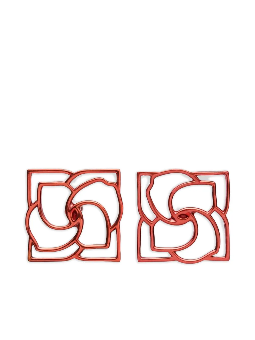 Magda Butrym aretes cuadrados con logo | rojo | Image 1