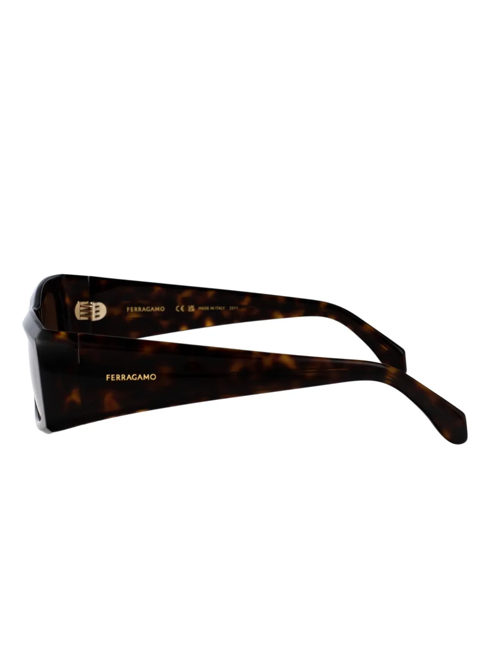 Ferragamo Zonnebril met rechthoekig montuur Bruin