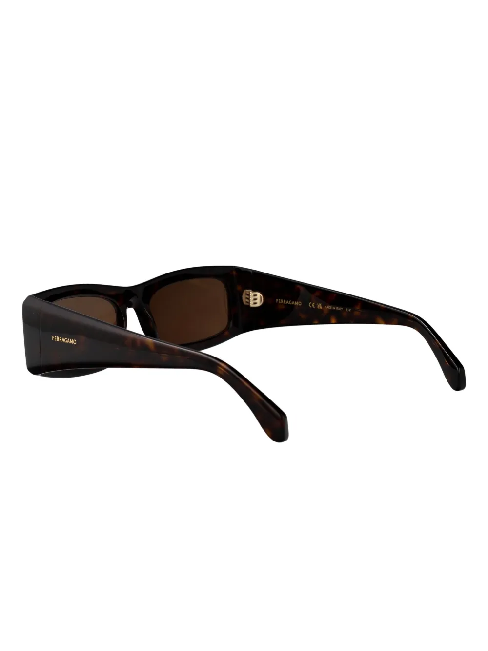 Ferragamo Zonnebril met rechthoekig montuur Bruin