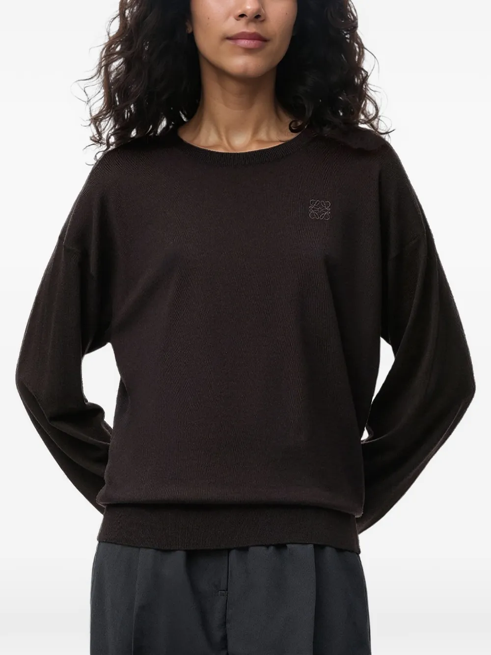  Loewe Logo-embroidered Jumper - Brown 