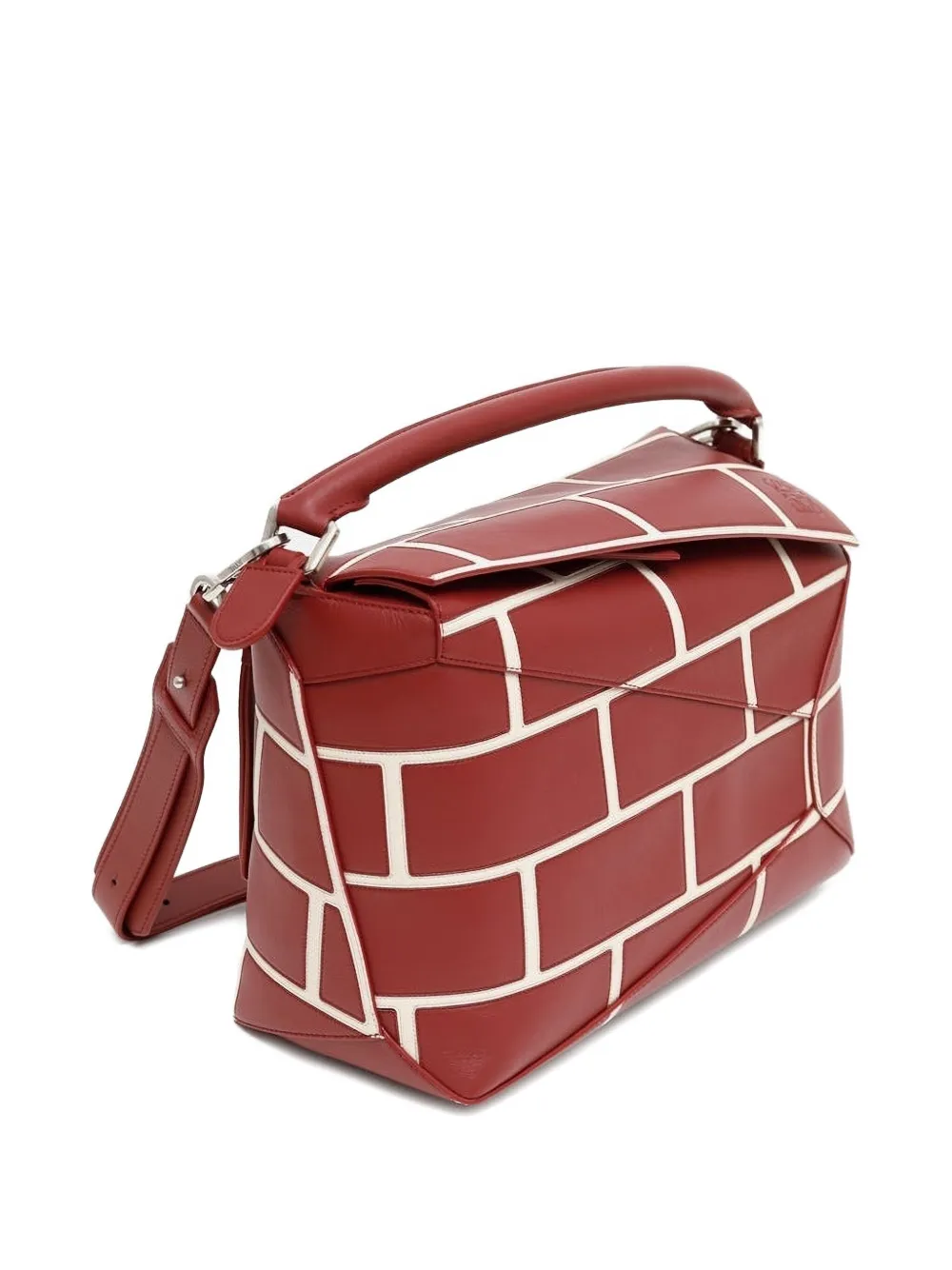 LOEWE Grote Puzzle Edge leren schoudertas Rood