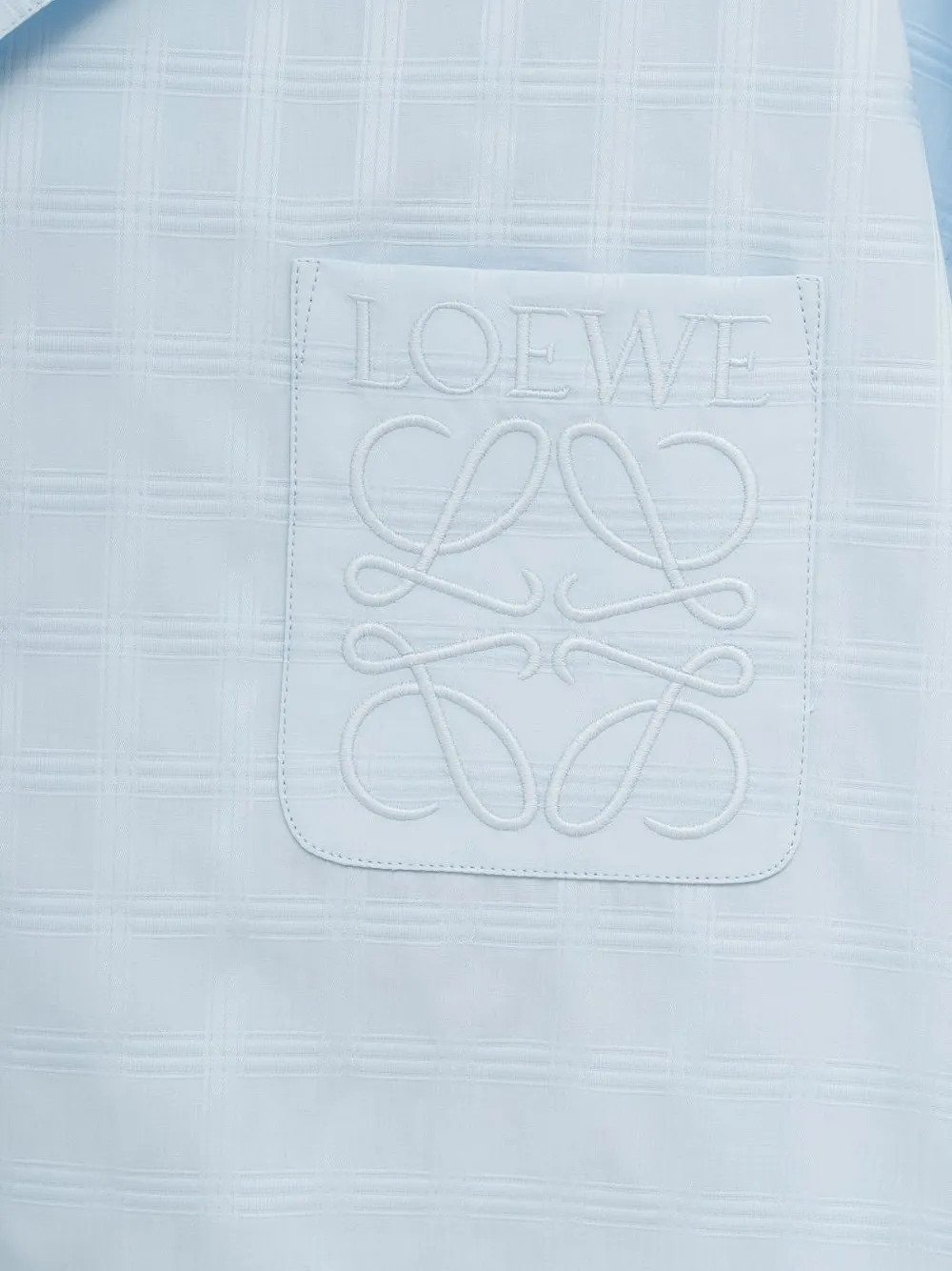 LOEWE Overhemd met geborduurde zak en korte mouwen Blauw