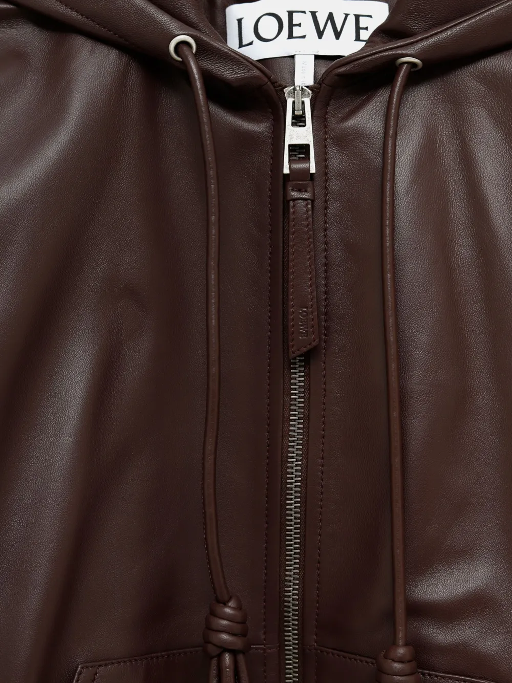 LOEWE Flamenco hooded leather zip-up jacket Bruin