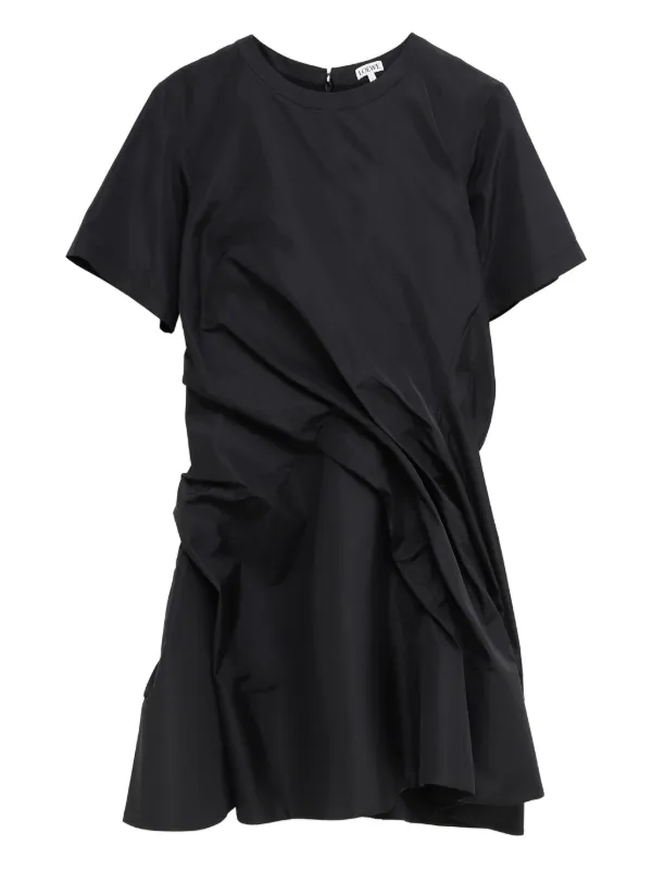 Loewe Draped Short-sleeved Dress in Black