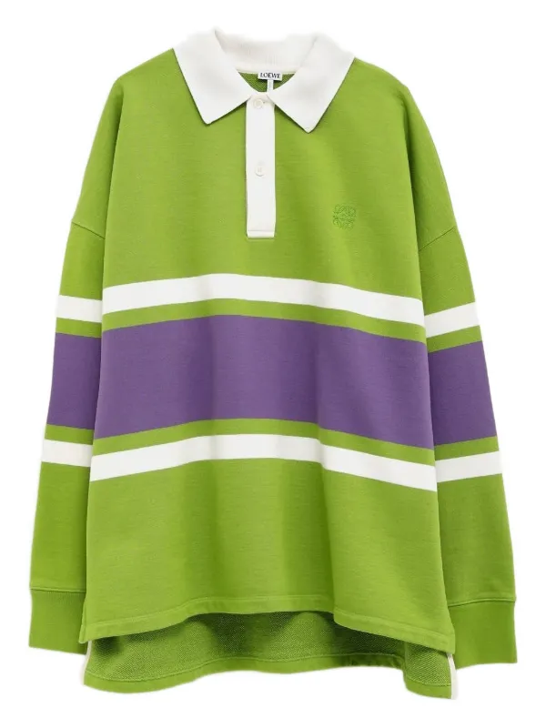 【LOEWE】 ストライプ襟 ポロシャツ LOEWE ストライプパネル ラガーシャツ | グリーン | FARFETCH JP