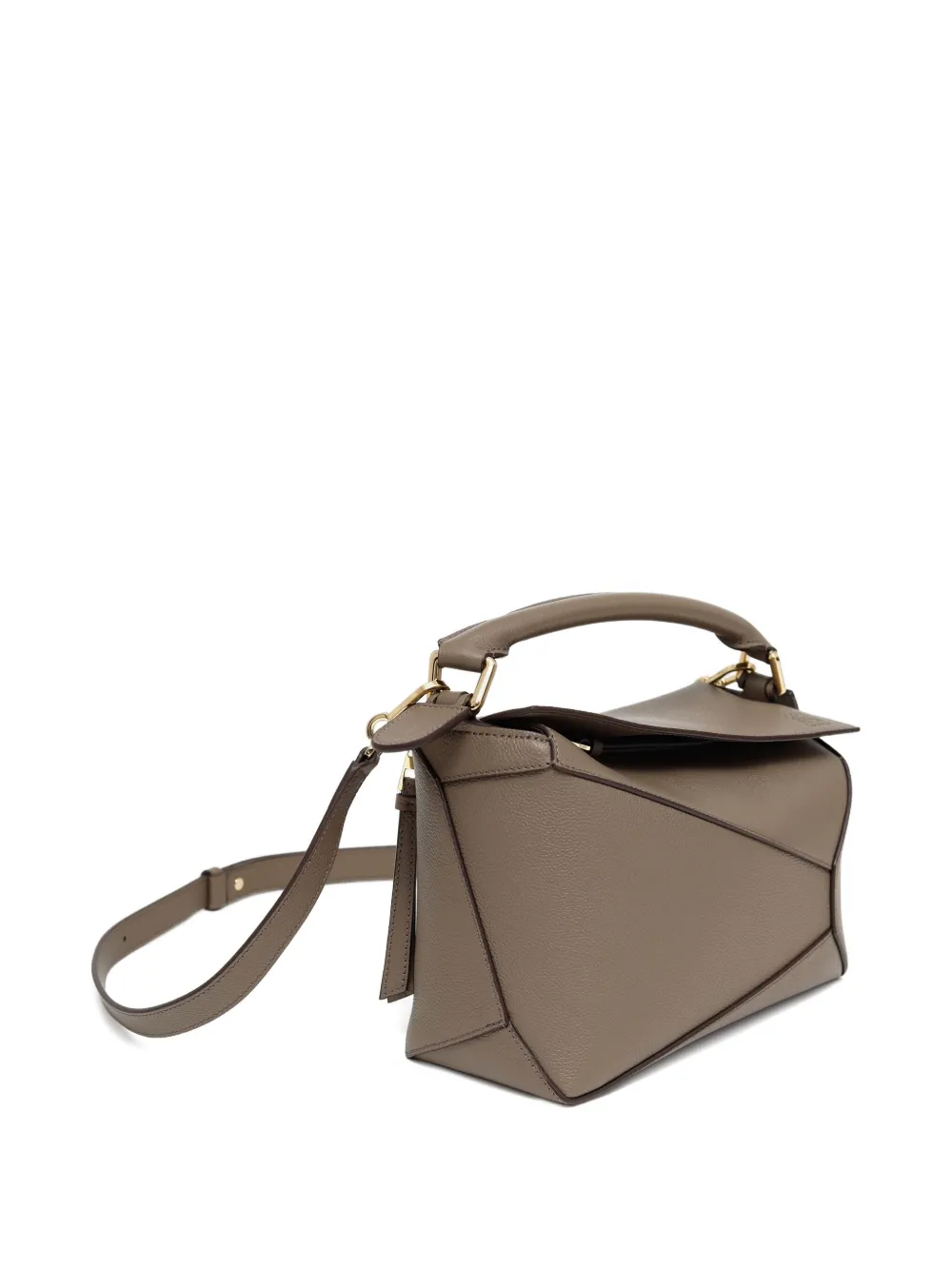 LOEWE Puzzle shopper van geometrisch leer Beige