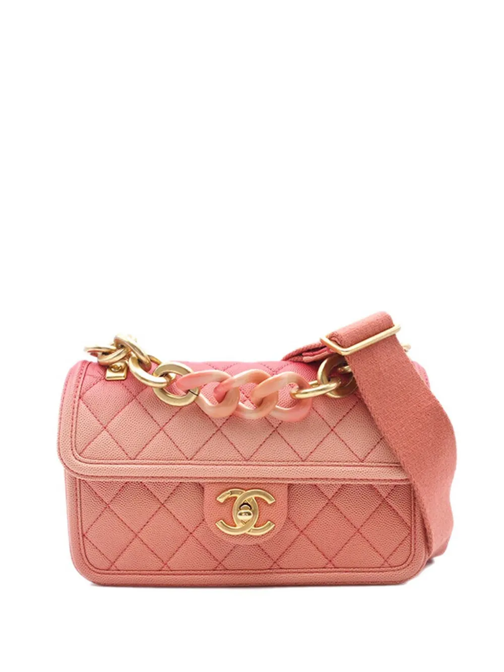 CHANEL Pre-Owned 2018-2019 スモール マトラッセキャビア サンセット オン ザ シーフラップ サッチェルバッグ - CHANEL Pre-Owned 2018-2019 スモール マトラッセキャビア サンセット オン ザ シーフラップ サッチェルバッグ -